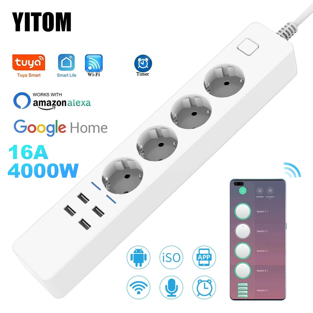 Home Improvement Outlet - Multiprise intelligente Wifi 4 prises ue,